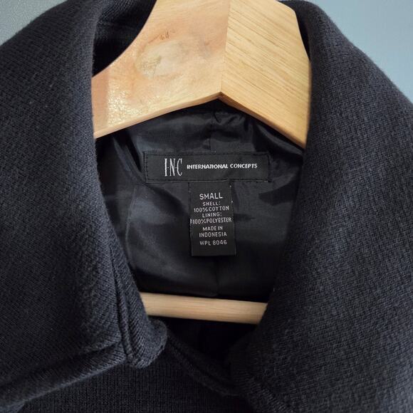 INC International Concepts Cotton Tiered Peplum Peacoat Black Multiple Flaws - Picture 3 of 12